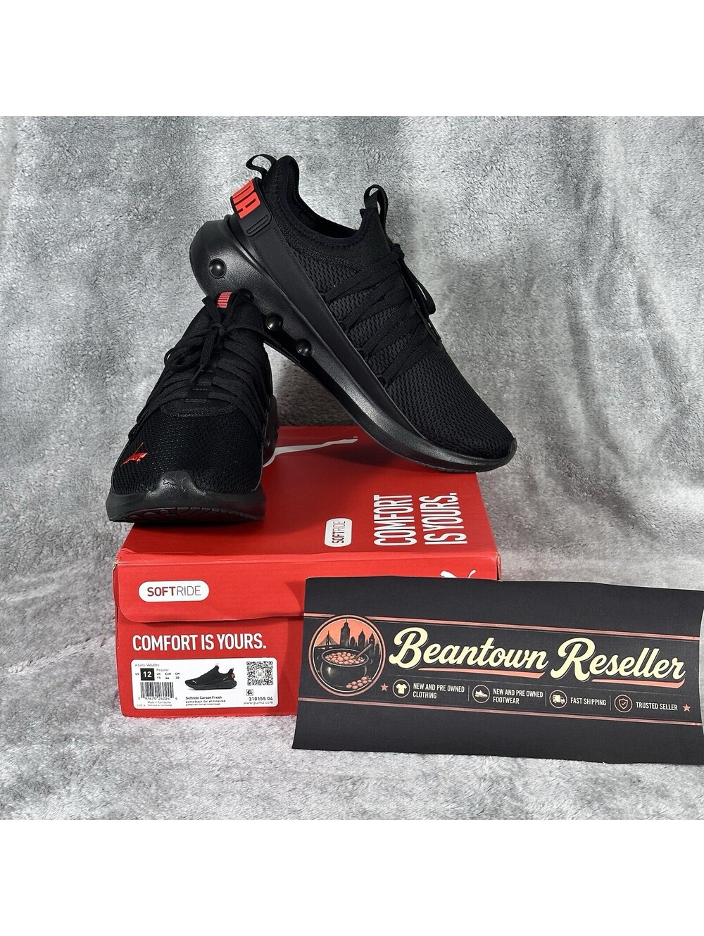 PUMA Men’s 12 Softride Carson Fresh Black Red Men's Running Sneakers 310155-04